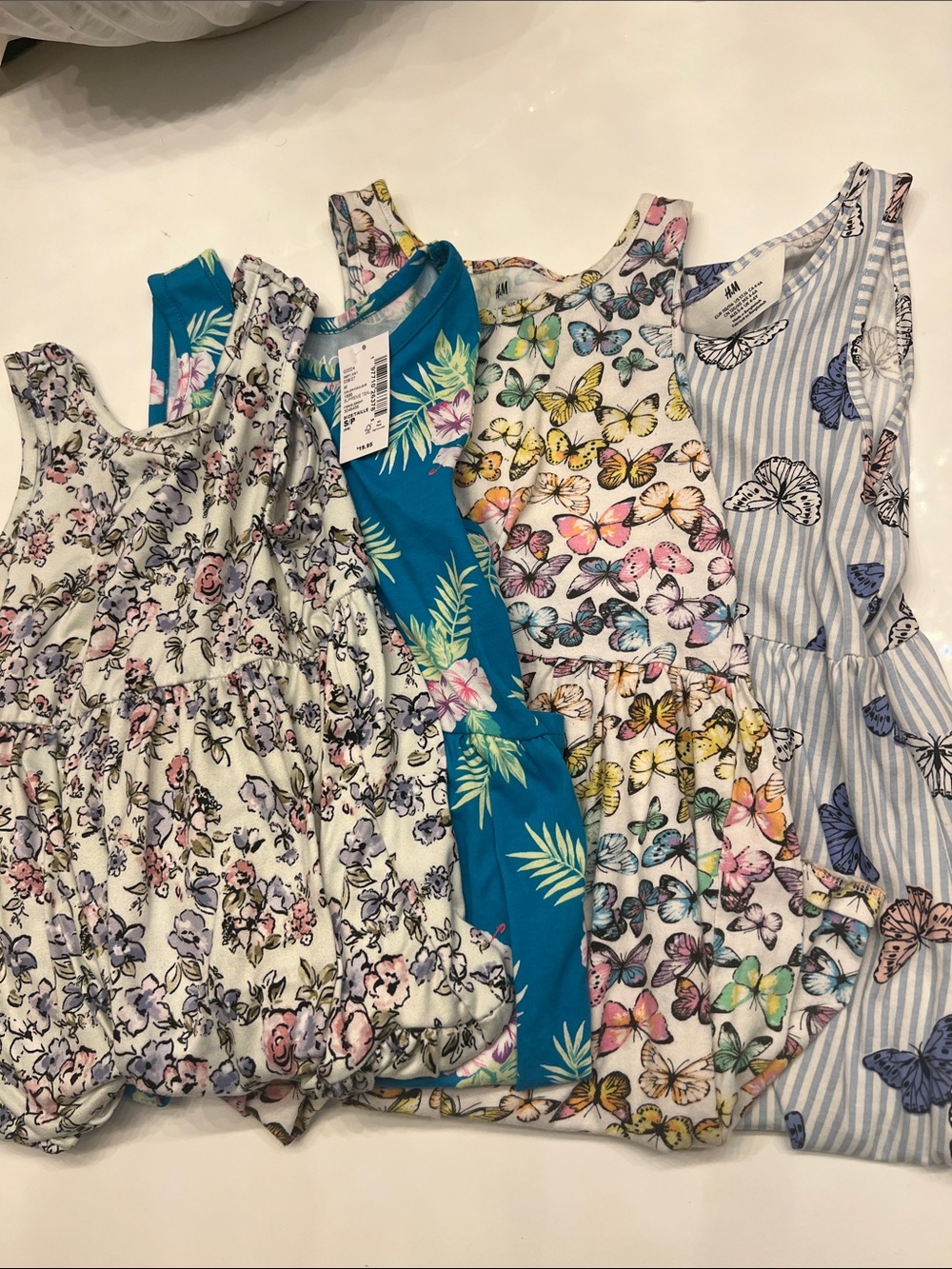 H&M Girls' Multicolor Floral, Tropical & Butterfly Print Dresses